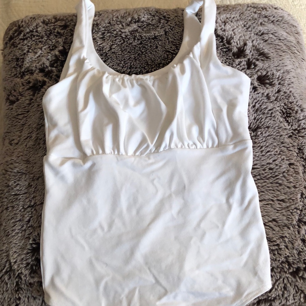 Abercrombie & Fitch white seamless ruched bodysuit